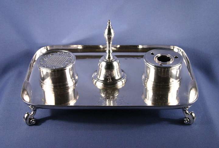 George I silver oblong inkstand by Simon Pantin I